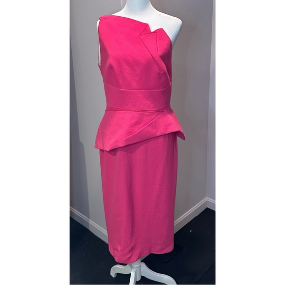 Roland Mouret Vibrant Pink Asymmetrical Dress - Picture 1 of 4